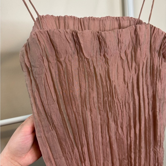 Massimo Dutti Pleated Spaghetti Strap Dress in Mauve - Picture 2 of 3
